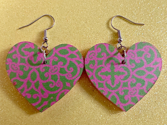 Optical Illusion Earrings: Laser Cut Acrylic Earrings, Art, Pink & Green Earrings, Symmetrical Pattern, Unique,  Best Gifts for Her/Him/Them