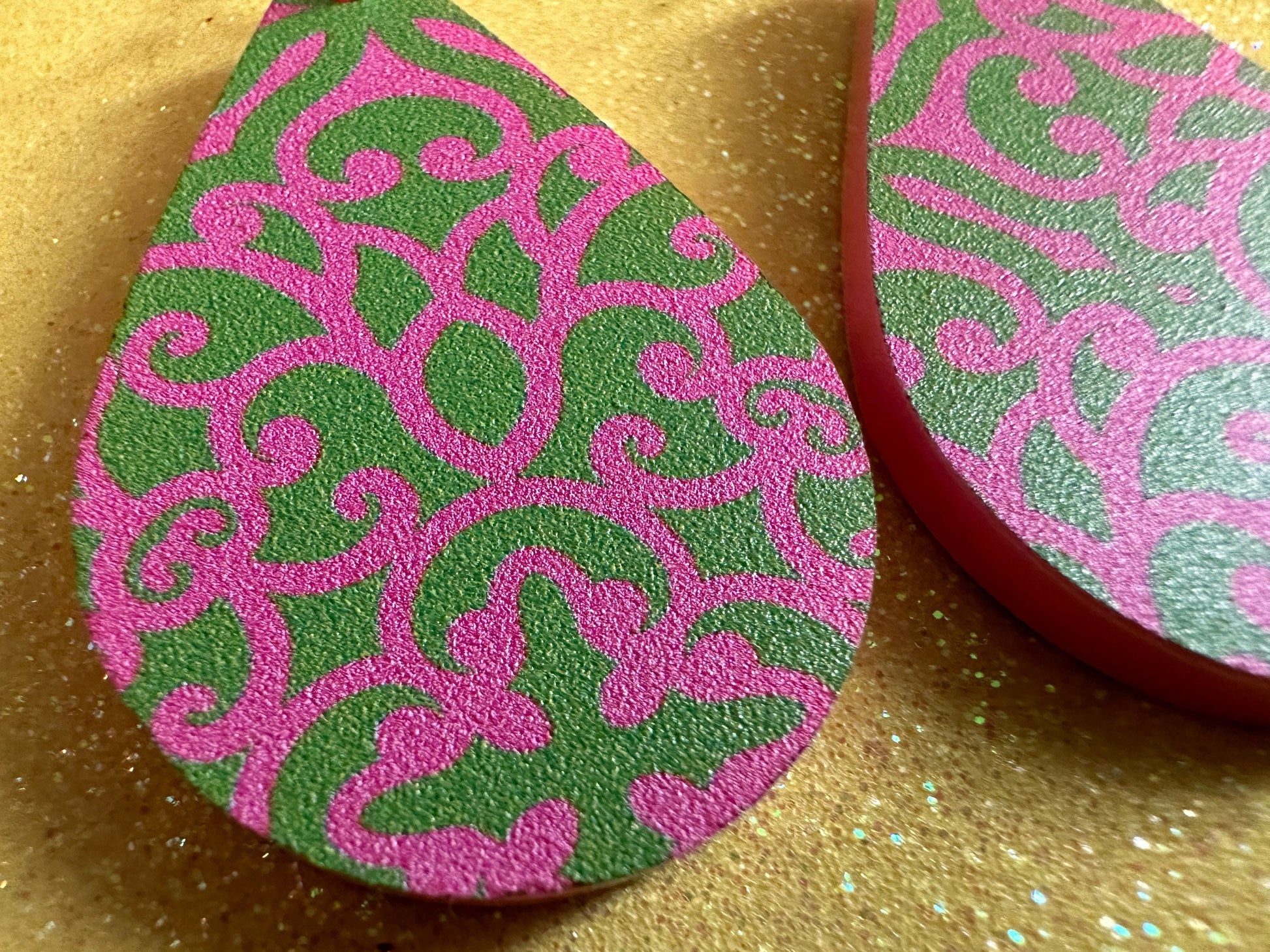 Optical Illusion Earrings: Laser Cut Acrylic Earrings, Art, Pink & Green Earrings, Symmetrical Pattern, Unique,  Best Gifts for Her/Him/Them