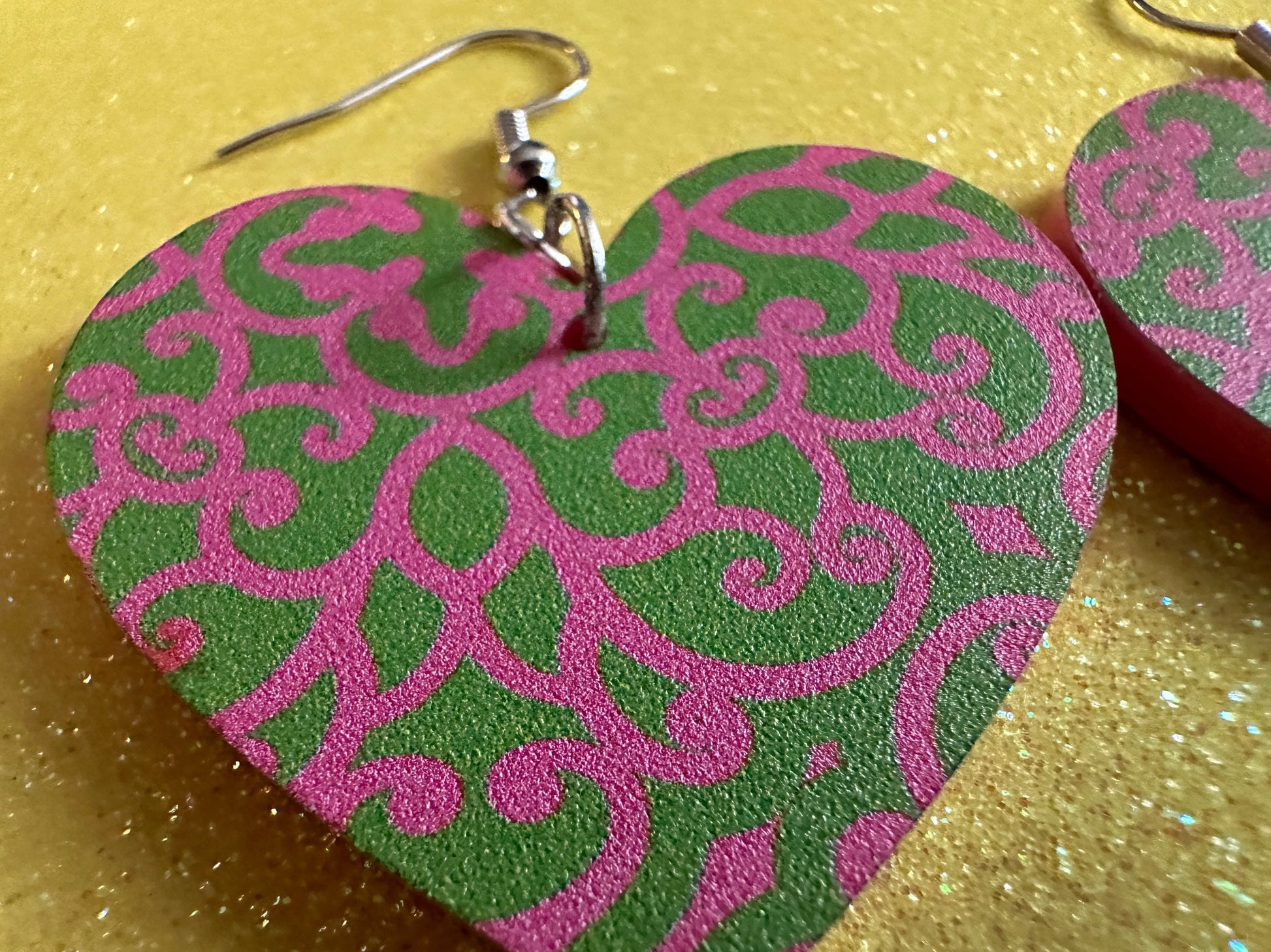 Optical Illusion Earrings: Laser Cut Acrylic Earrings, Art, Pink & Green Earrings, Symmetrical Pattern, Unique,  Best Gifts for Her/Him/Them