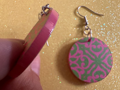 Optical Illusion Earrings: Laser Cut Acrylic Earrings, Art, Pink & Green Earrings, Symmetrical Pattern, Unique,  Best Gifts for Her/Him/Them