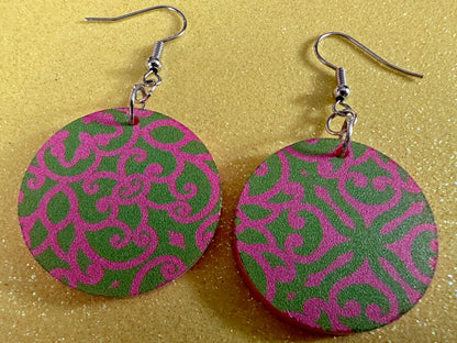 Optical Illusion Earrings: Laser Cut Acrylic Earrings, Art, Pink & Green Earrings, Symmetrical Pattern, Unique,  Best Gifts for Her/Him/Them