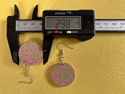 Optical Illusion Earrings: Laser Cut Acrylic Earrings, Art, Pink & Green Earrings, Symmetrical Pattern, Unique,  Best Gifts for Her/Him/Them