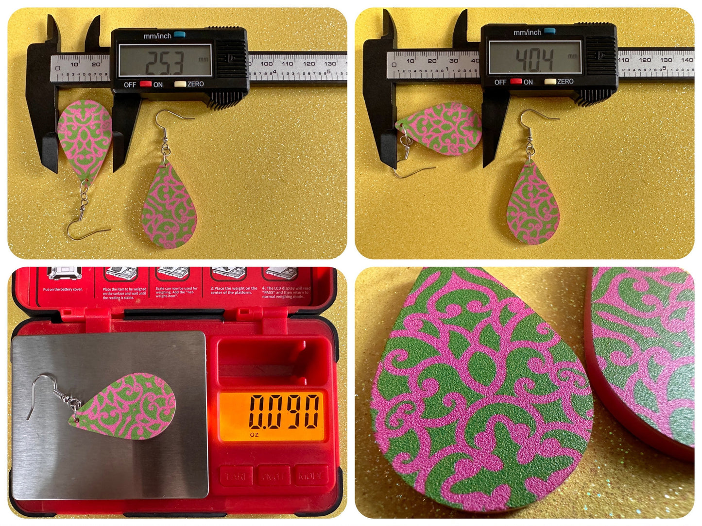 Optical Illusion Earrings: Laser Cut Acrylic Earrings, Art, Pink & Green Earrings, Symmetrical Pattern, Unique,  Best Gifts for Her/Him/Them