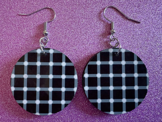 Optical Illusion Earrings: Sublimated Optical Illusions, Unique Earrings, Quirky Jewelry, Hypnotic, Hypnotize, Best Gifts for Her/Him/Them