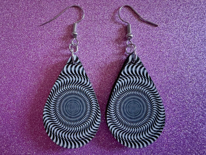 Optical Illusion Earrings: Sublimated Optical Illusions, Unique Earrings, Quirky Jewelry, Hypnotic, Hypnotize, Best Gifts for Her/Him/Them