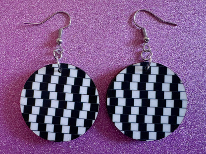 Optical Illusion Earrings: Sublimated Optical Illusions, Unique Earrings, Quirky Jewelry, Hypnotic, Hypnotize, Best Gifts for Her/Him/Them