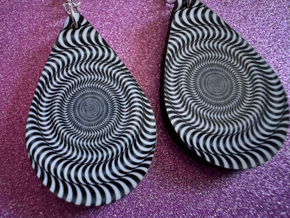 Optical Illusion Earrings: Sublimated Optical Illusions, Unique Earrings, Quirky Jewelry, Hypnotic, Hypnotize, Best Gifts for Her/Him/Them