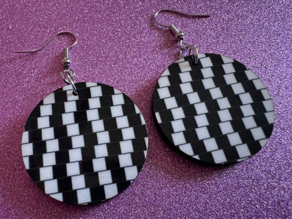 Optical Illusion Earrings: Sublimated Optical Illusions, Unique Earrings, Quirky Jewelry, Hypnotic, Hypnotize, Best Gifts for Her/Him/Them