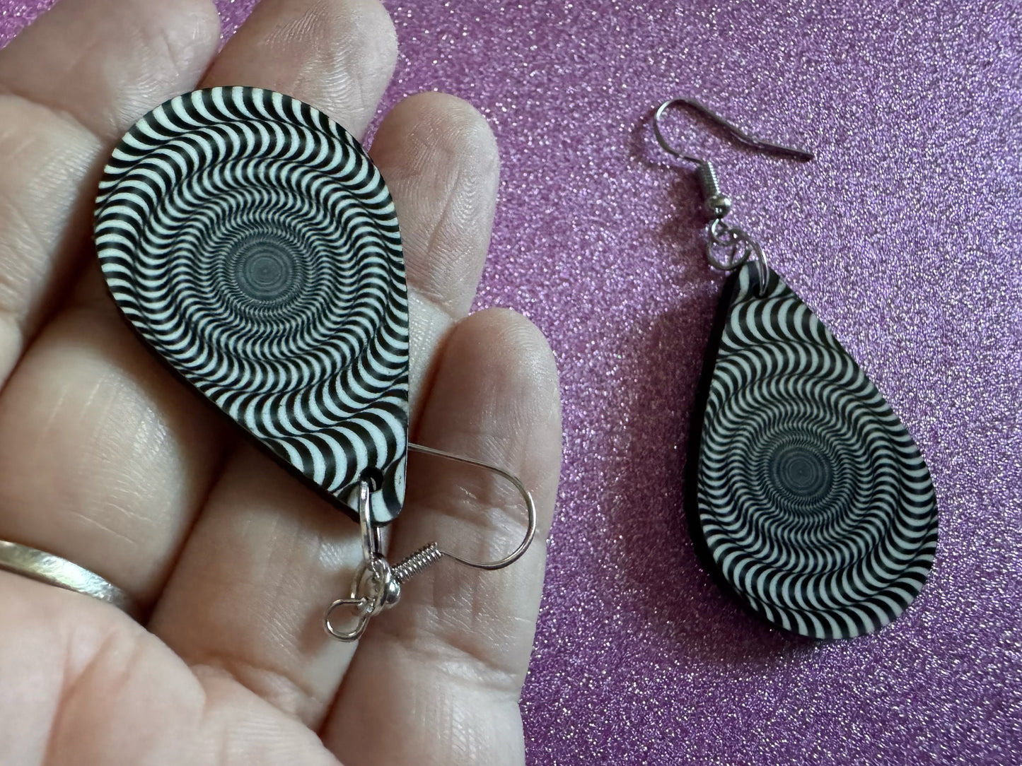 Optical Illusion Earrings: Sublimated Optical Illusions, Unique Earrings, Quirky Jewelry, Hypnotic, Hypnotize, Best Gifts for Her/Him/Them