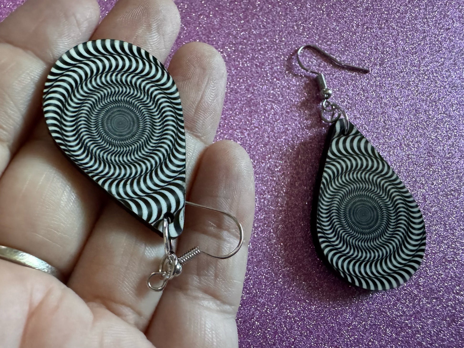 Optical Illusion Earrings: Sublimated Optical Illusions, Unique Earrings, Quirky Jewelry, Hypnotic, Hypnotize, Best Gifts for Her/Him/Them
