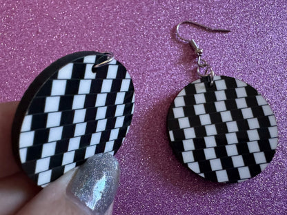 Optical Illusion Earrings: Sublimated Optical Illusions, Unique Earrings, Quirky Jewelry, Hypnotic, Hypnotize, Best Gifts for Her/Him/Them