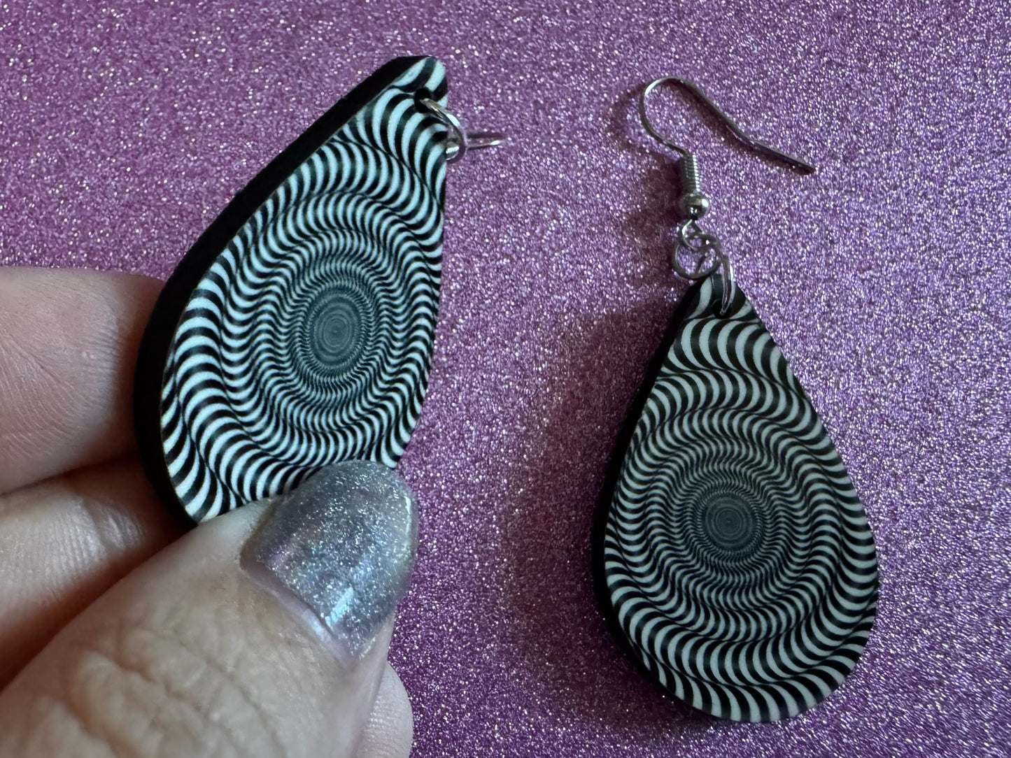 Optical Illusion Earrings: Sublimated Optical Illusions, Unique Earrings, Quirky Jewelry, Hypnotic, Hypnotize, Best Gifts for Her/Him/Them