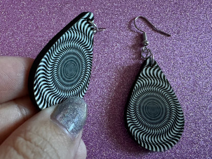 Optical Illusion Earrings: Sublimated Optical Illusions, Unique Earrings, Quirky Jewelry, Hypnotic, Hypnotize, Best Gifts for Her/Him/Them