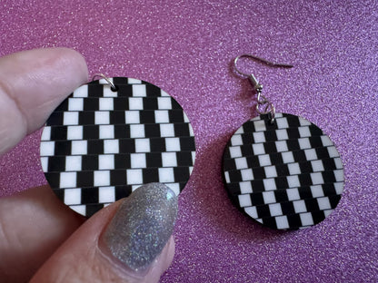 Optical Illusion Earrings: Sublimated Optical Illusions, Unique Earrings, Quirky Jewelry, Hypnotic, Hypnotize, Best Gifts for Her/Him/Them