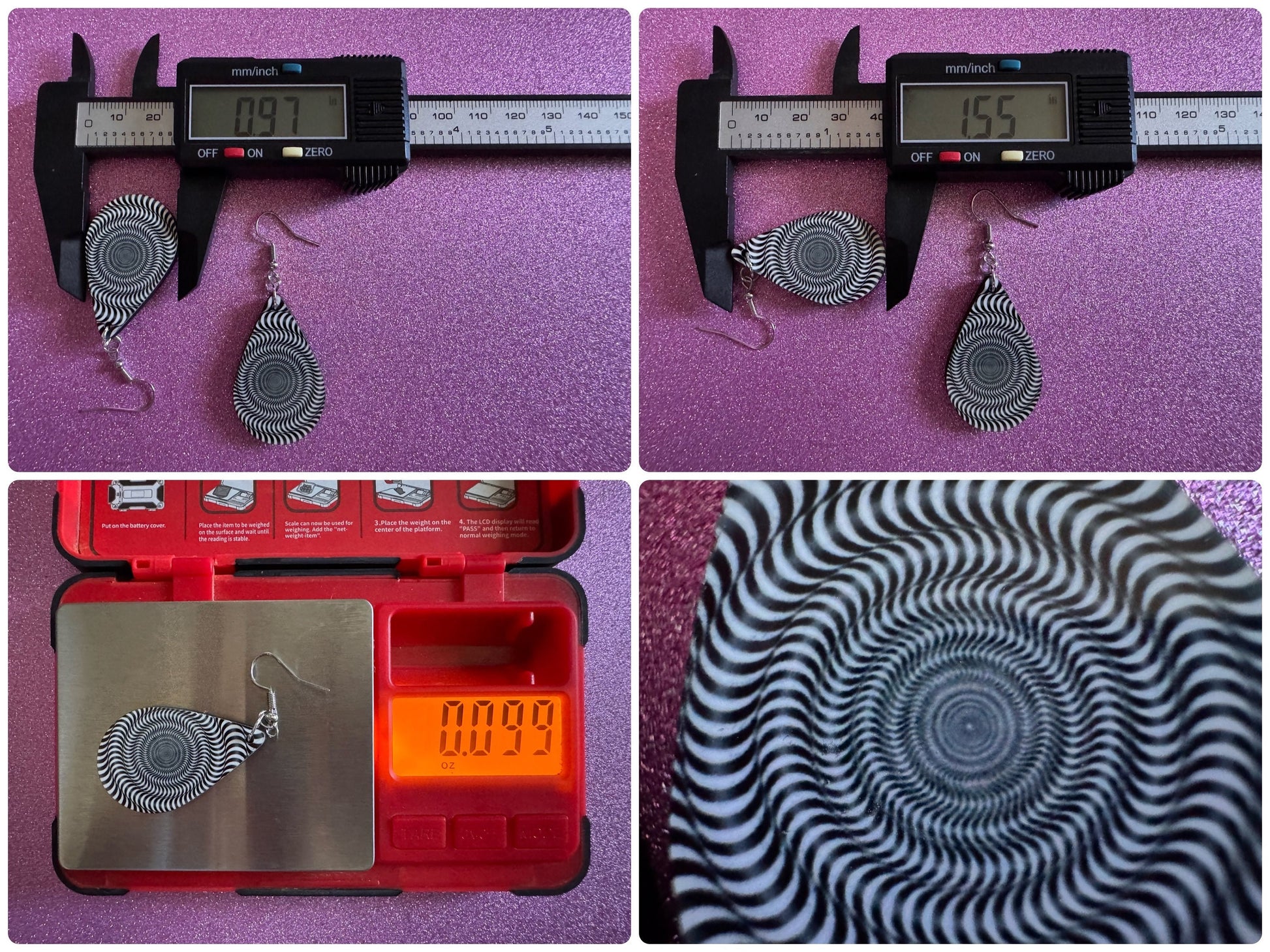 Optical Illusion Earrings: Sublimated Optical Illusions, Unique Earrings, Quirky Jewelry, Hypnotic, Hypnotize, Best Gifts for Her/Him/Them