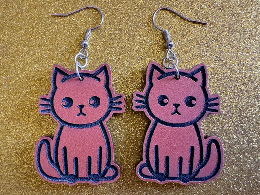 Orange Cat Earrings: Laser Cut Acrylic Cats, Kitty, Kitten, Pussy Cat, Animal, Feline, Black Cat, White Cat, Best Gifts for Her/Him/Them