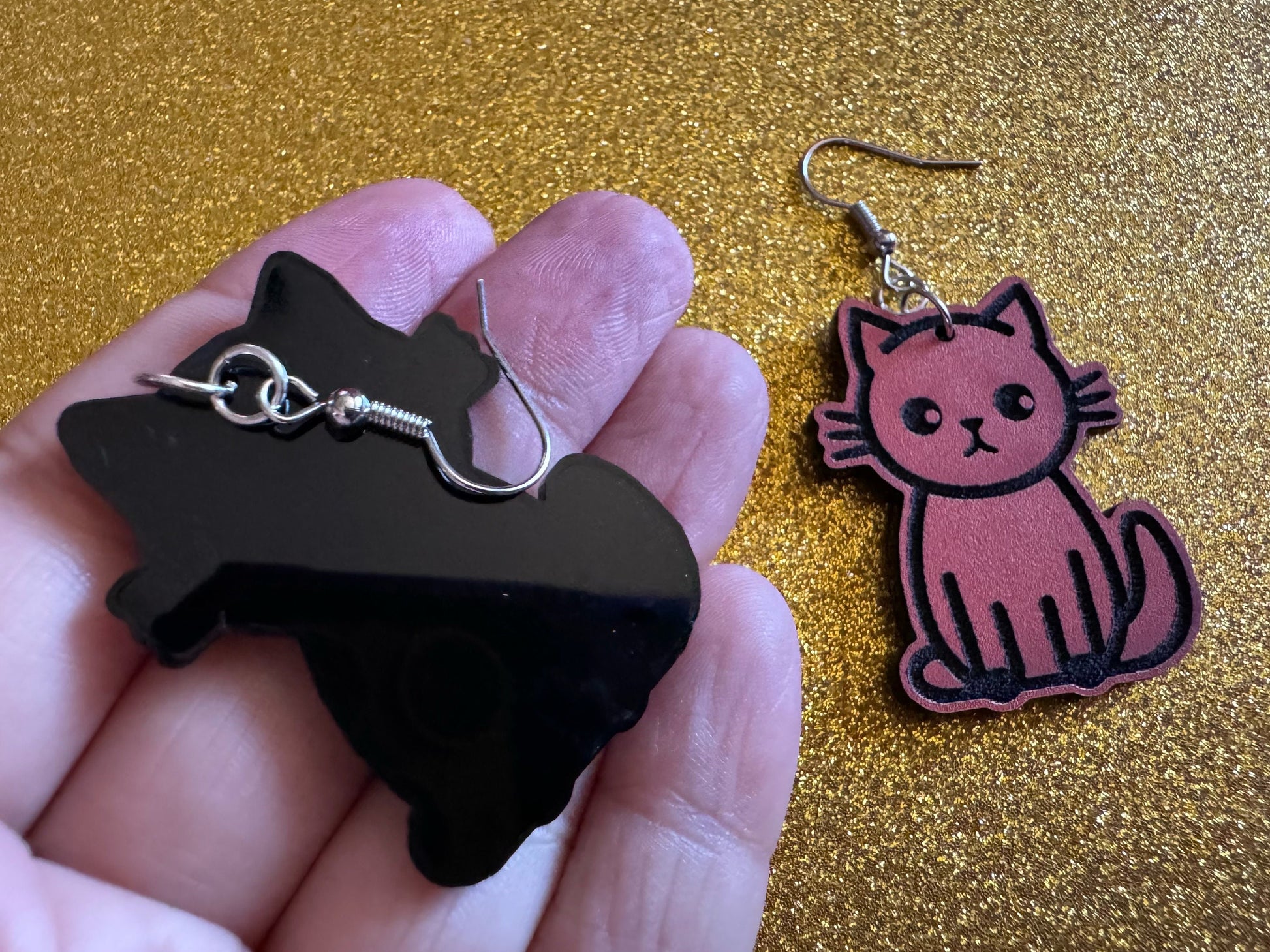 Orange Cat Earrings: Laser Cut Acrylic Cats, Kitty, Kitten, Pussy Cat, Animal, Feline, Black Cat, White Cat, Best Gifts for Her/Him/Them