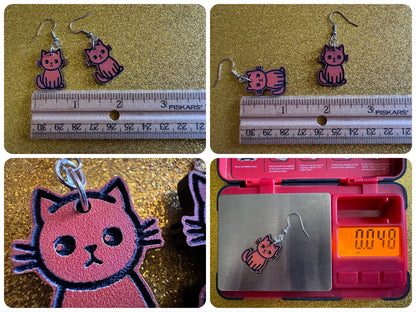Orange Cat Earrings: Laser Cut Acrylic Cats, Kitty, Kitten, Pussy Cat, Animal, Feline, Black Cat, White Cat, Best Gifts for Her/Him/Them