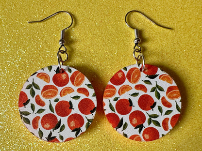 Orange Earrings: Laser Cut Acrylic Oranges, Fruit, Citrus, Mandarin, Food Earrings, Orange Slices, Orange Tree, Best Gifts for Her/Him/Them