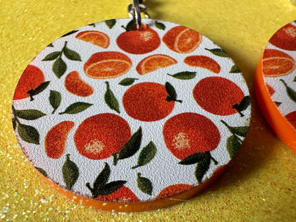 Orange Earrings: Laser Cut Acrylic Oranges, Fruit, Citrus, Mandarin, Food Earrings, Orange Slices, Orange Tree, Best Gifts for Her/Him/Them