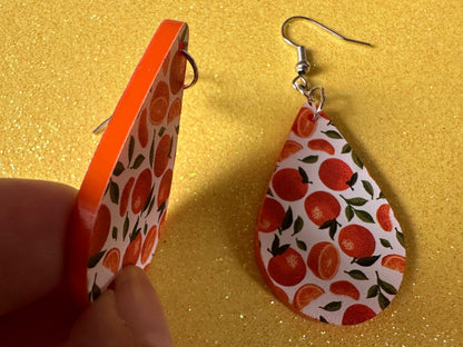 Orange Earrings: Laser Cut Acrylic Oranges, Fruit, Citrus, Mandarin, Food Earrings, Orange Slices, Orange Tree, Best Gifts for Her/Him/Them