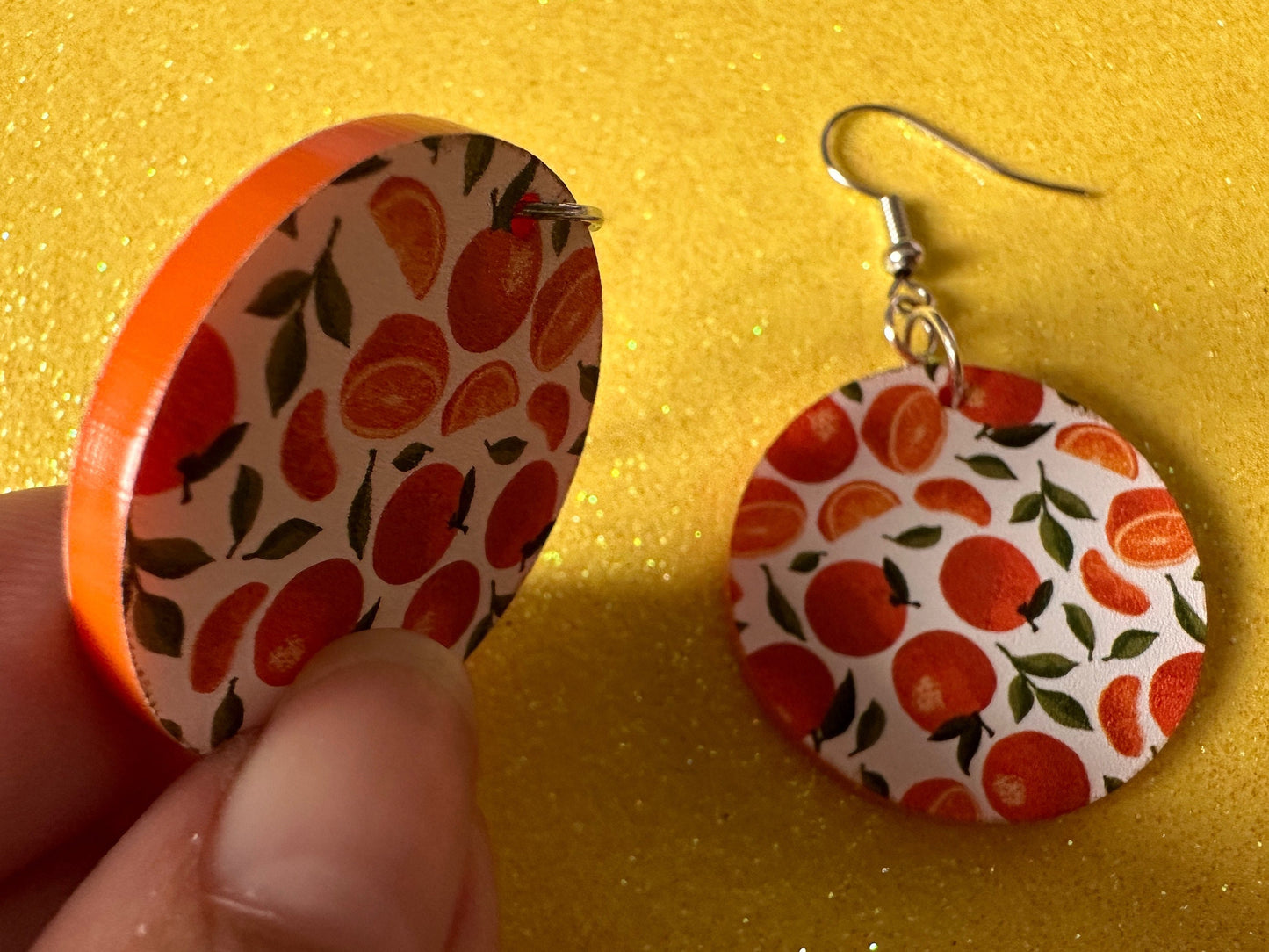 Orange Earrings: Laser Cut Acrylic Oranges, Fruit, Citrus, Mandarin, Food Earrings, Orange Slices, Orange Tree, Best Gifts for Her/Him/Them