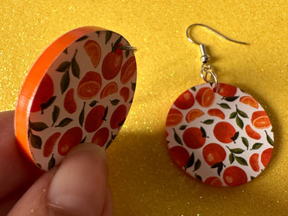 Orange Earrings: Laser Cut Acrylic Oranges, Fruit, Citrus, Mandarin, Food Earrings, Orange Slices, Orange Tree, Best Gifts for Her/Him/Them