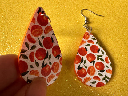 Orange Earrings: Laser Cut Acrylic Oranges, Fruit, Citrus, Mandarin, Food Earrings, Orange Slices, Orange Tree, Best Gifts for Her/Him/Them
