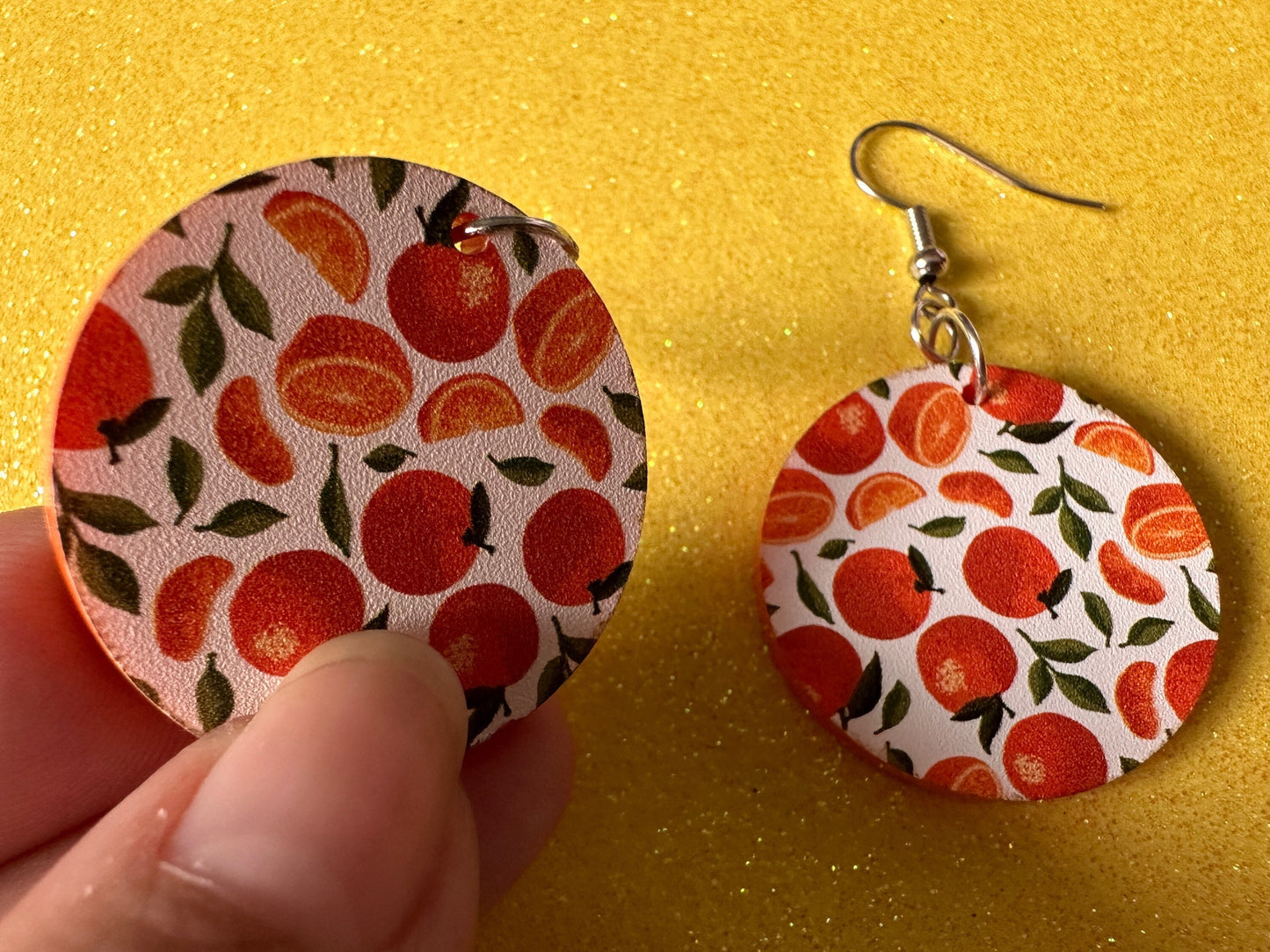 Orange Earrings: Laser Cut Acrylic Oranges, Fruit, Citrus, Mandarin, Food Earrings, Orange Slices, Orange Tree, Best Gifts for Her/Him/Them