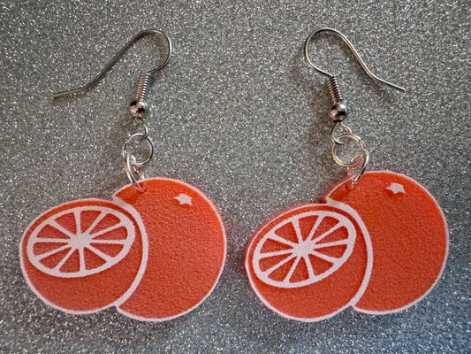 Orange Earrings: Laser Cut Acrylic Oranges, Fruit, Citrus, Oranges, Food Earrings, Sliced Oranges, Best Gifts for Her/Him/Them