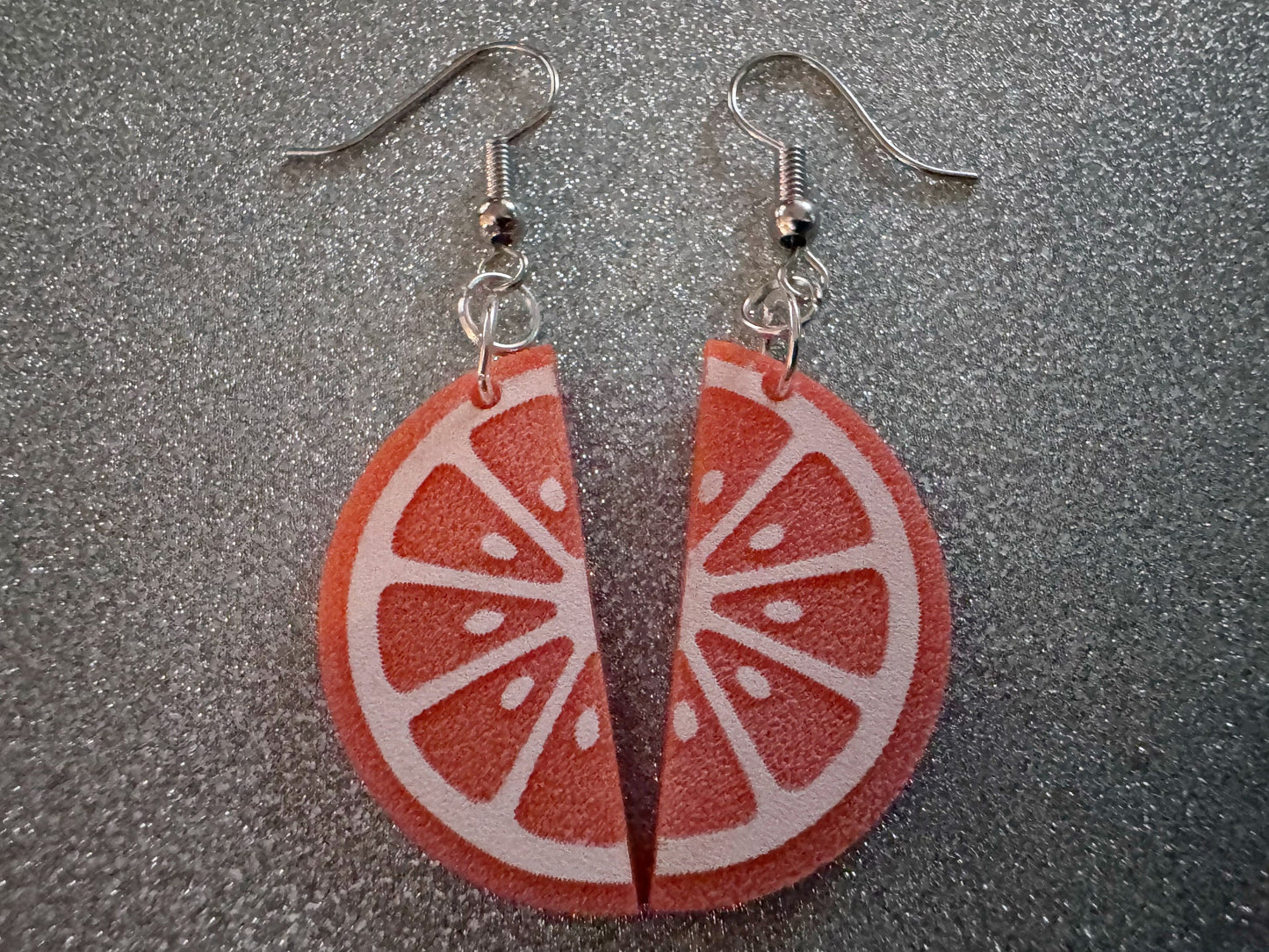 Orange Earrings: Laser Cut Acrylic Oranges, Fruit, Citrus, Oranges, Food Earrings, Sliced Oranges, Best Gifts for Her/Him/Them