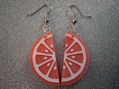 Orange Earrings: Laser Cut Acrylic Oranges, Fruit, Citrus, Oranges, Food Earrings, Sliced Oranges, Best Gifts for Her/Him/Them