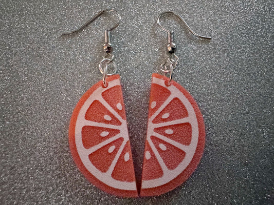 Orange Earrings: Laser Cut Acrylic Oranges, Fruit, Citrus, Oranges, Food Earrings, Sliced Oranges, Best Gifts for Her/Him/Them