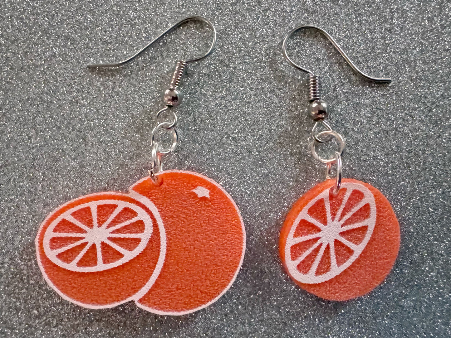Orange Earrings: Laser Cut Acrylic Oranges, Fruit, Citrus, Oranges, Food Earrings, Sliced Oranges, Best Gifts for Her/Him/Them