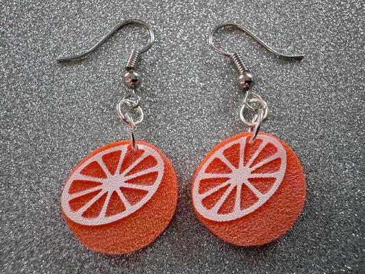 Orange Earrings: Laser Cut Acrylic Oranges, Fruit, Citrus, Oranges, Food Earrings, Sliced Oranges, Best Gifts for Her/Him/Them