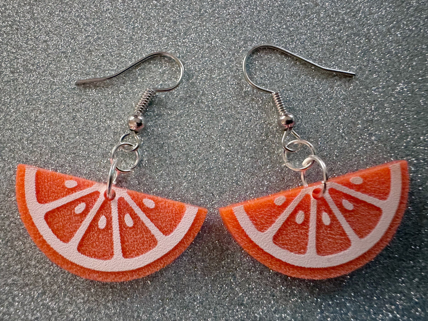 Orange Earrings: Laser Cut Acrylic Oranges, Fruit, Citrus, Oranges, Food Earrings, Sliced Oranges, Best Gifts for Her/Him/Them