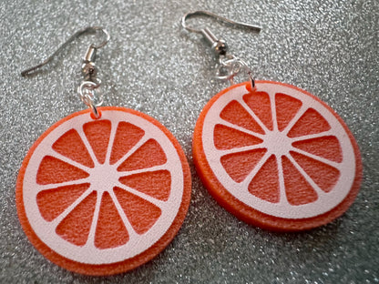 Orange Earrings: Laser Cut Acrylic Oranges, Fruit, Citrus, Oranges, Food Earrings, Sliced Oranges, Best Gifts for Her/Him/Them