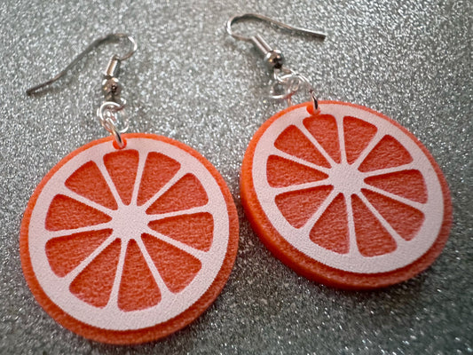 Orange Earrings: Laser Cut Acrylic Oranges, Fruit, Citrus, Oranges, Food Earrings, Sliced Oranges, Best Gifts for Her/Him/Them