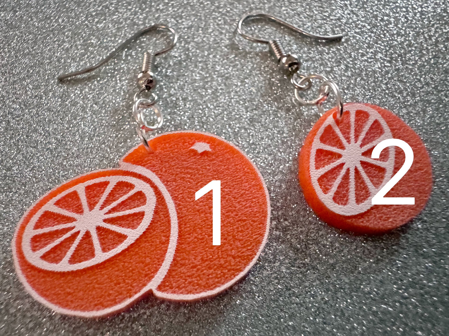 Orange Earrings: Laser Cut Acrylic Oranges, Fruit, Citrus, Oranges, Food Earrings, Sliced Oranges, Best Gifts for Her/Him/Them