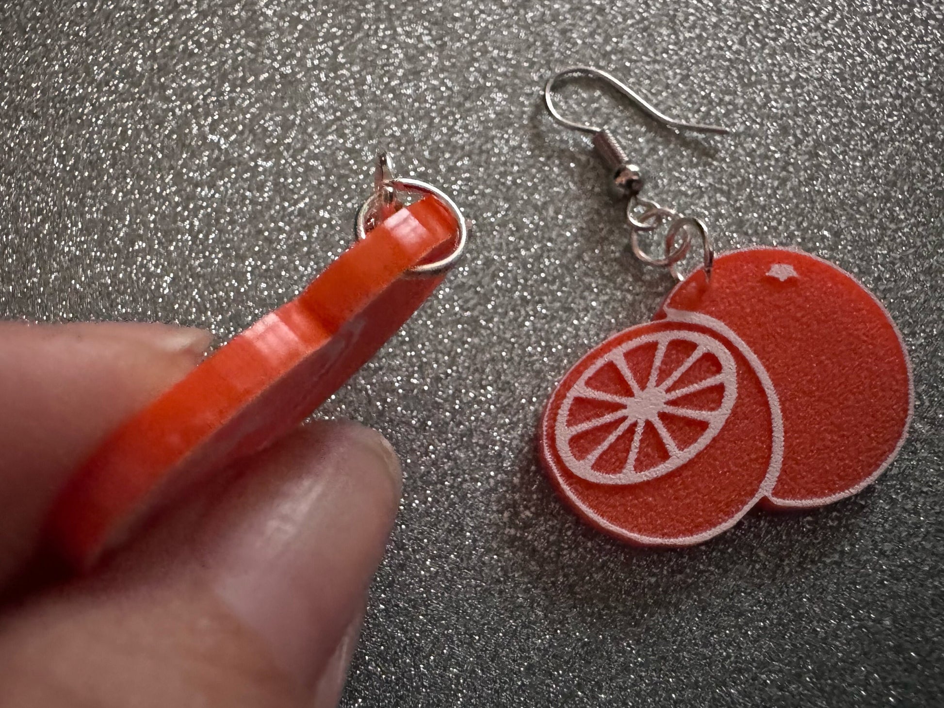Orange Earrings: Laser Cut Acrylic Oranges, Fruit, Citrus, Oranges, Food Earrings, Sliced Oranges, Best Gifts for Her/Him/Them