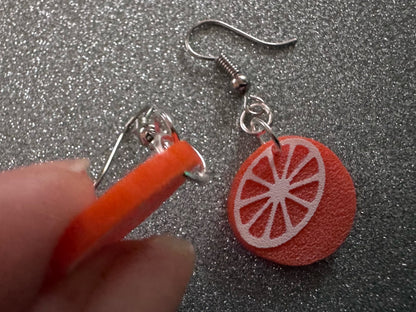 Orange Earrings: Laser Cut Acrylic Oranges, Fruit, Citrus, Oranges, Food Earrings, Sliced Oranges, Best Gifts for Her/Him/Them