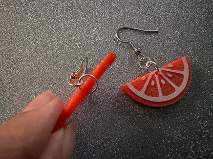 Orange Earrings: Laser Cut Acrylic Oranges, Fruit, Citrus, Oranges, Food Earrings, Sliced Oranges, Best Gifts for Her/Him/Them