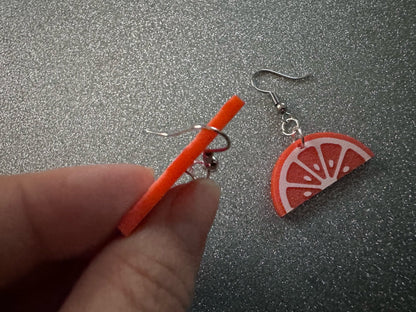Orange Earrings: Laser Cut Acrylic Oranges, Fruit, Citrus, Oranges, Food Earrings, Sliced Oranges, Best Gifts for Her/Him/Them