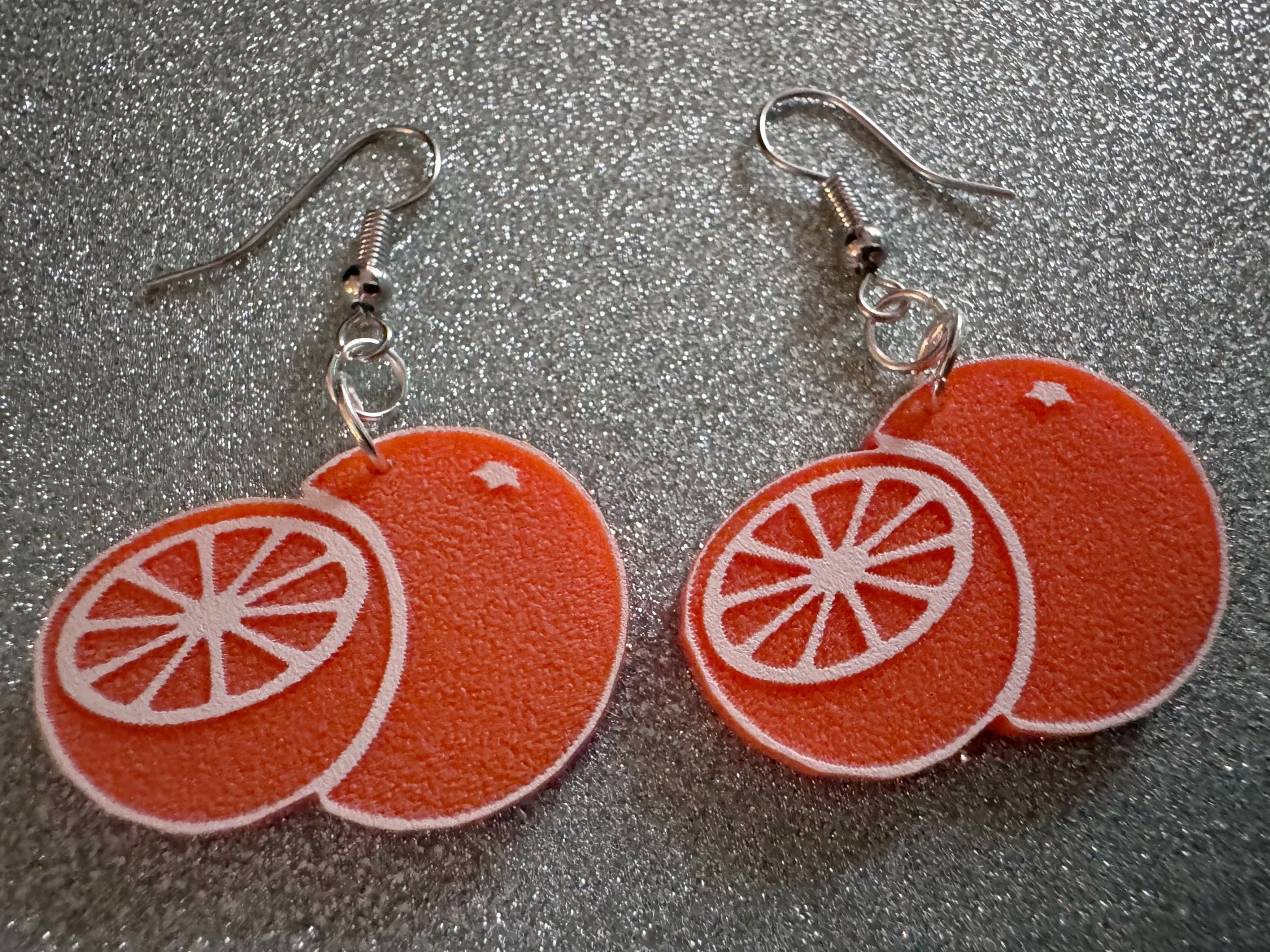 Orange Earrings: Laser Cut Acrylic Oranges, Fruit, Citrus, Oranges, Food Earrings, Sliced Oranges, Best Gifts for Her/Him/Them