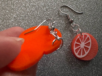 Orange Earrings: Laser Cut Acrylic Oranges, Fruit, Citrus, Oranges, Food Earrings, Sliced Oranges, Best Gifts for Her/Him/Them