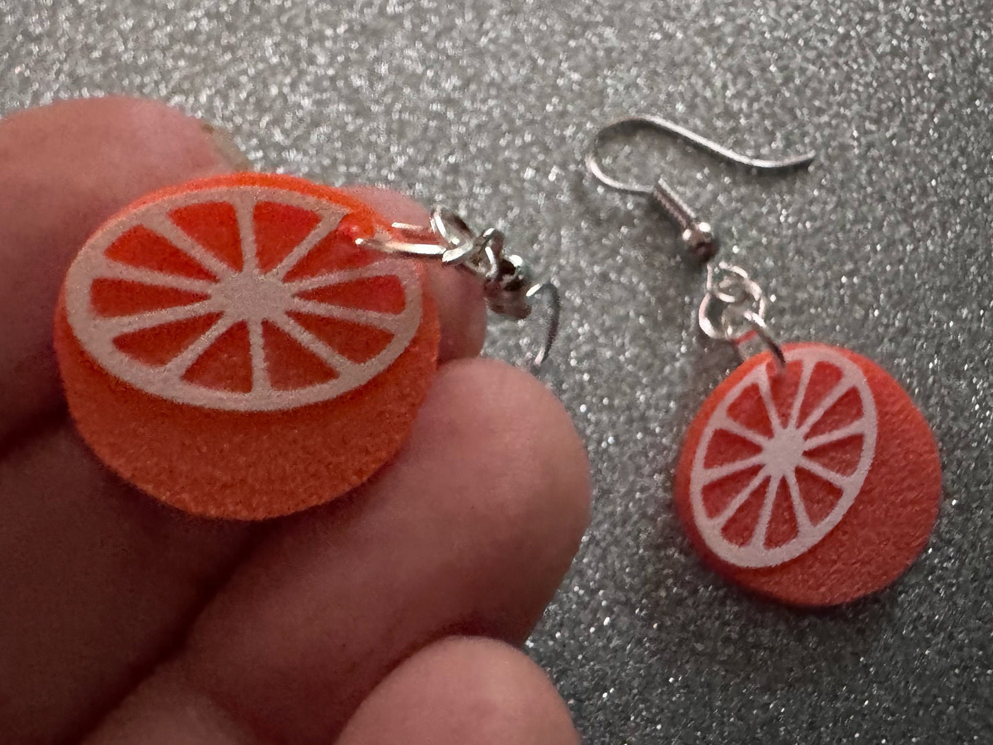 Orange Earrings: Laser Cut Acrylic Oranges, Fruit, Citrus, Oranges, Food Earrings, Sliced Oranges, Best Gifts for Her/Him/Them