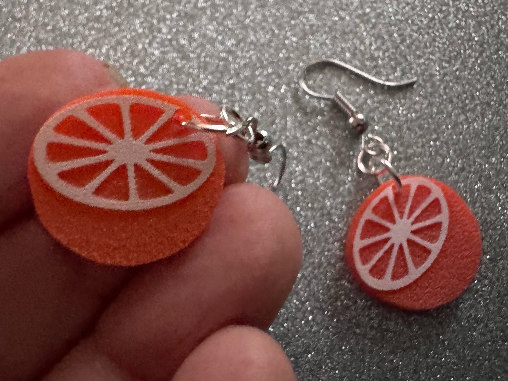 Orange Earrings: Laser Cut Acrylic Oranges, Fruit, Citrus, Oranges, Food Earrings, Sliced Oranges, Best Gifts for Her/Him/Them