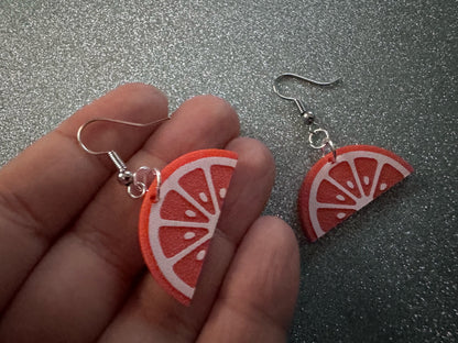 Orange Earrings: Laser Cut Acrylic Oranges, Fruit, Citrus, Oranges, Food Earrings, Sliced Oranges, Best Gifts for Her/Him/Them