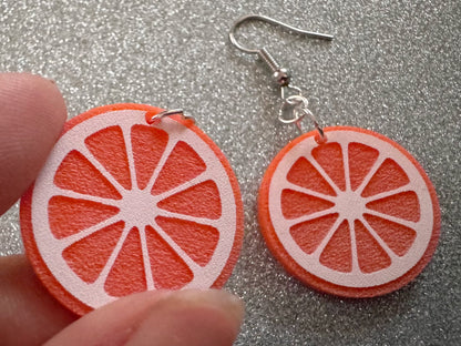 Orange Earrings: Laser Cut Acrylic Oranges, Fruit, Citrus, Oranges, Food Earrings, Sliced Oranges, Best Gifts for Her/Him/Them