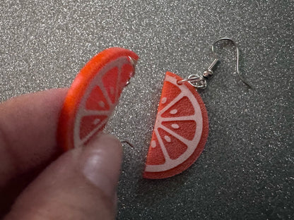 Orange Earrings: Laser Cut Acrylic Oranges, Fruit, Citrus, Oranges, Food Earrings, Sliced Oranges, Best Gifts for Her/Him/Them